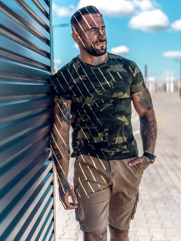 Herr Camo T-shirt Khaki Bolf S807A1