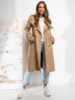 Dam Lång Trenchcoat Beige Bolf DF7901A