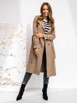 Dam Lång Trenchcoat Cappuccino Bolf 4494