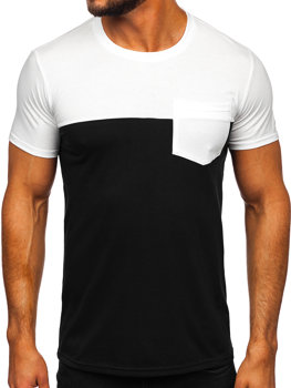 Herr Basic T-shirt med ficka Vit-Svart Bolf 8T91