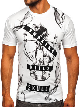 Herr Bomulls T-shirt med tryck Vit Bolf 14701