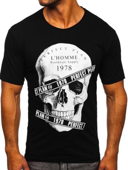 Herr T-shirt med tryck Svart Bolf 142176