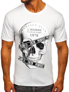 Herr T-shirt med tryck Vit Bolf 142176
