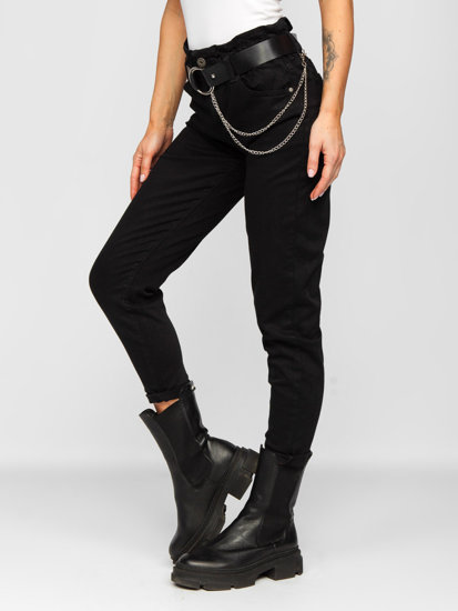 Dam High Waist Jeans med Bälte Svart Bolf LA689