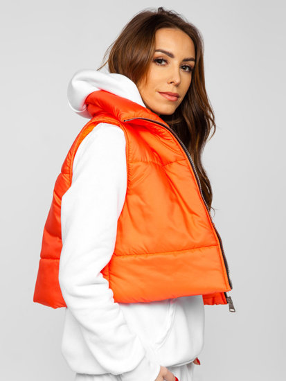 Dam Kort Quiltad Väst Orange Bolf 82330