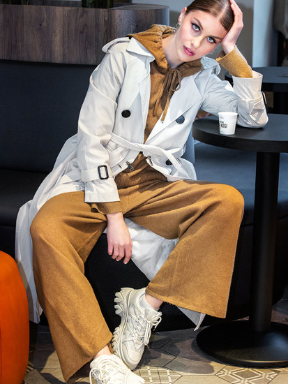 Dam Lång 2i1 Trenchcoat med bälte Beige Bolf AG3011