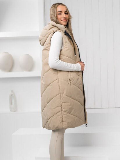 Dam Lång Quiltad Väst Beige Bolf 5M3152