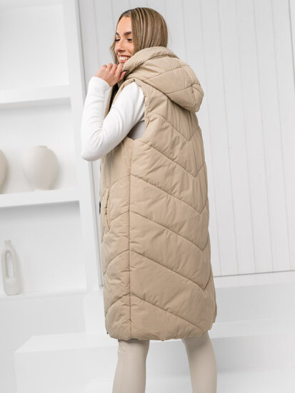 Dam Lång Quiltad Väst Beige Bolf 5M3152