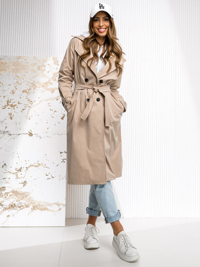 Dam Lång Trenchcoat Beige Bolf 4494