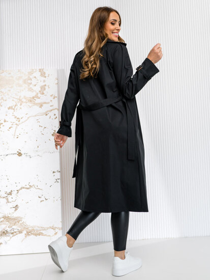 Dam Lång Trenchcoat Svart Bolf 4494