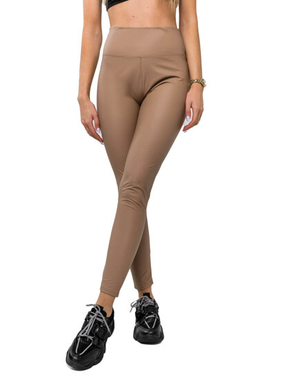 Dam Leggings i fuskskinn Beige Bolf 2048