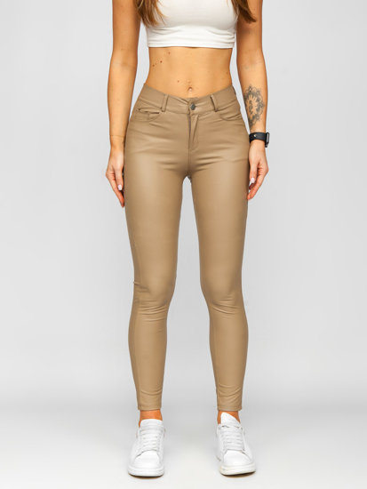 Dam Leggings i fuskskinn Beige Bolf DM850