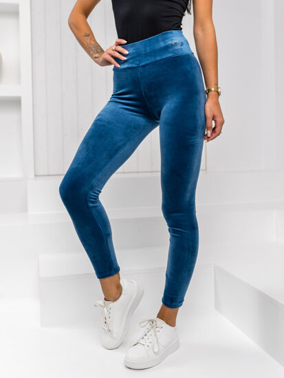 Dam Leggings i velour Blå Bolf W5231