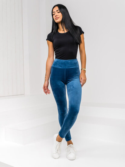 Dam Leggings i velour Blå Bolf W5232