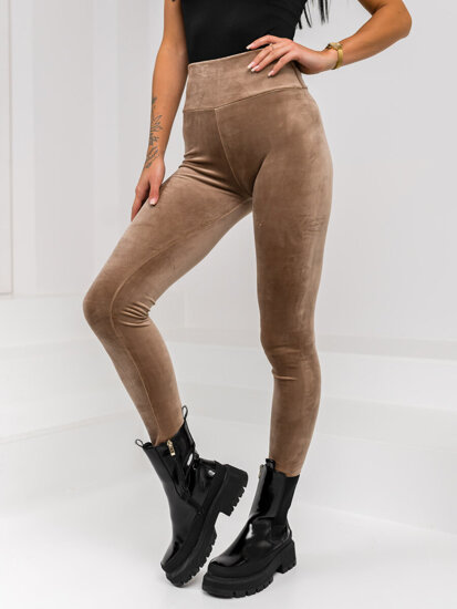 Dam Leggings i velour Brun Bolf W5232