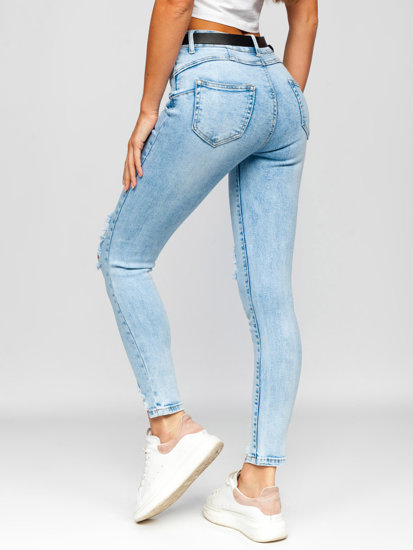 Dam Push Up Jeans med Bälte och väska Blå Bolf A20-2A