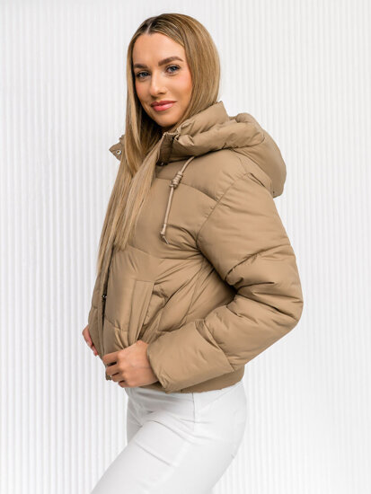 Dam Quiltad Vinterjacka with hood Beige Bolf 16M9188