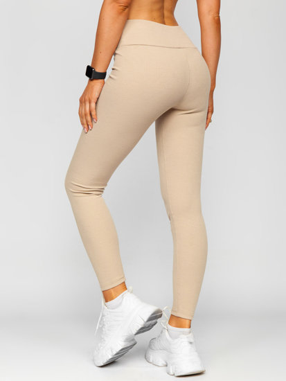 Dam Randiga Leggings Beige Bolf 020