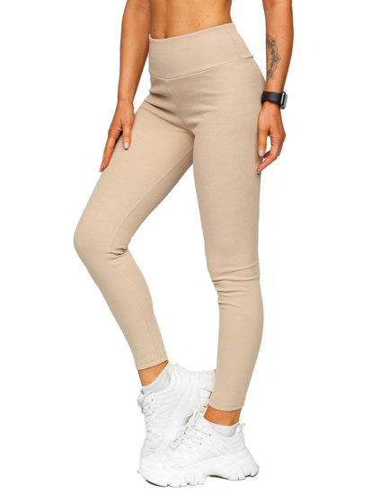 Dam Randiga Leggings Beige Bolf 020