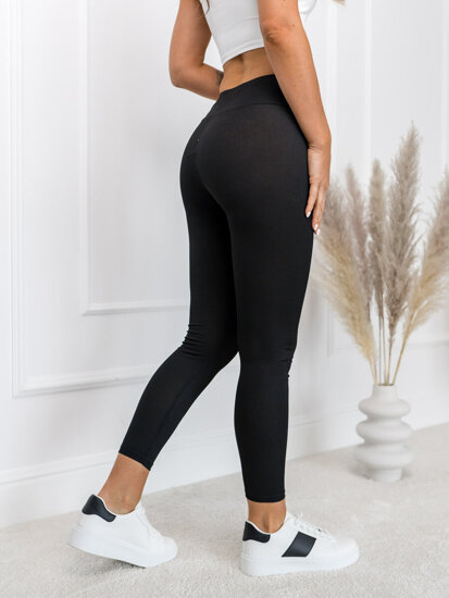 Dam Randiga Leggings Svart Bolf W7901