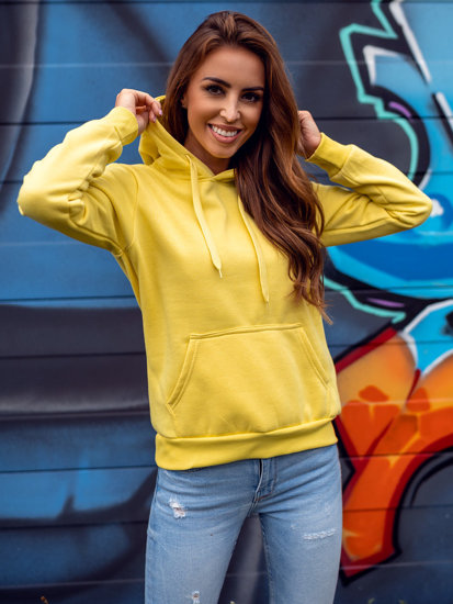 Dam Sweatshirt med känguruficka Gul-Neon Bolf W02B