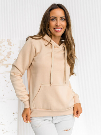 Dam Sweatshirt med känguruficka Ljusbeige Bolf W02B