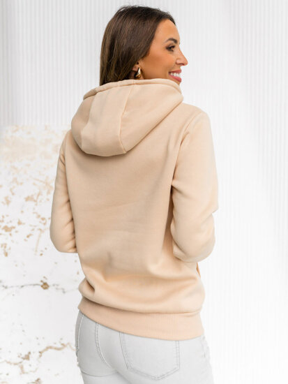 Dam Sweatshirt med känguruficka Ljusbeige Bolf W02B