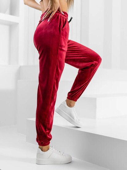 Dam Velour Sweatpants Vinröd Bolf HL241