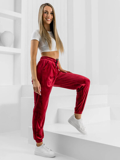 Dam Velour Sweatpants Vinröd Bolf HL241