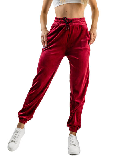 Dam Velour Sweatpants Vinröd Bolf HL241