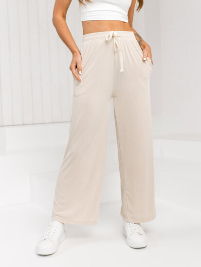 Dam Wide Leg Byxor Beige Bolf W7955