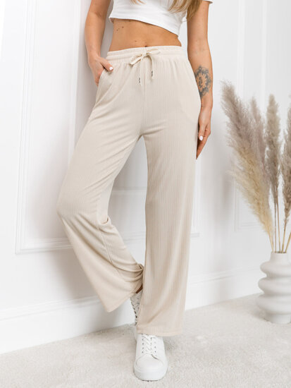 Dam Wide Leg Byxor Beige Bolf W7957