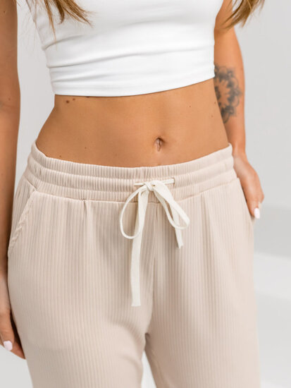 Dam Wide Leg Byxor Beige Bolf W7958