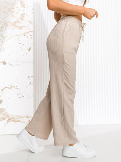 Dam Wide Leg Byxor Beige Bolf W7960