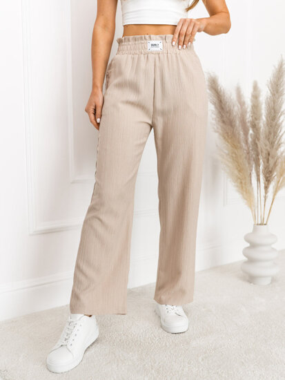 Dam Wide Leg Byxor Beige Bolf W7961