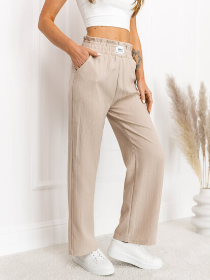 Dam Wide Leg Byxor Beige Bolf W7961