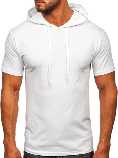 Herr Basic Bomulls T-shirt med huva Vit Bolf 14513