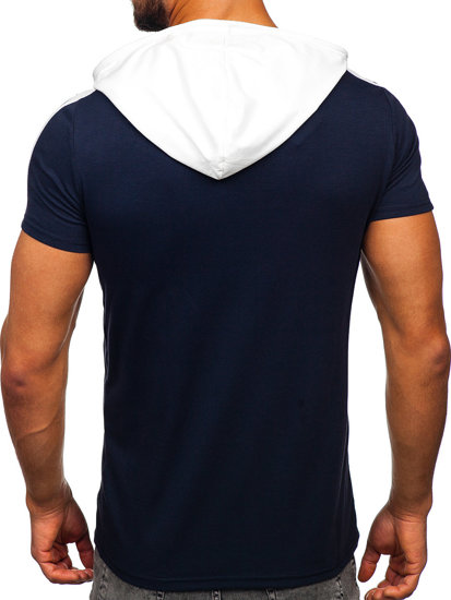 Herr Basic T-shirt med huva Marinblå Bolf 8T299