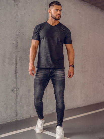 Herr Basic V-neck T-shirt Svart Bolf 192131A