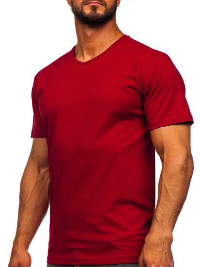 Herr Basic V-neck T-shirt Vinröd Bolf 192131