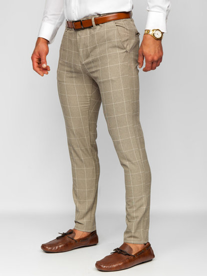 Herr Bomulls Rutig Chinos Beige Bolf 0040