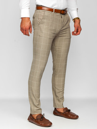 Herr Bomulls Rutig Chinos Beige Bolf 0040