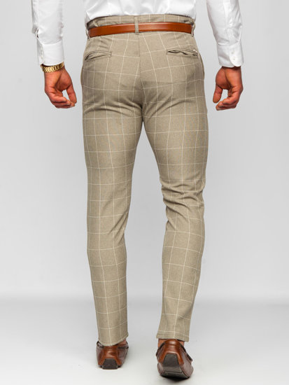 Herr Bomulls Rutig Chinos Beige Bolf 0040