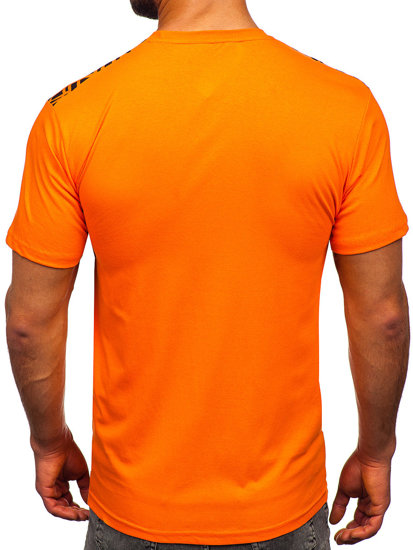 Herr Bomulls T-shirt med tryck Orange Bolf 14720