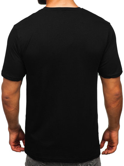 Herr Bomulls T-shirt med tryck Svart Bolf 14761