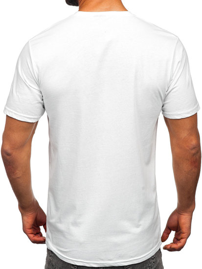 Herr Bomulls T-shirt med tryck Vit Bolf 14759