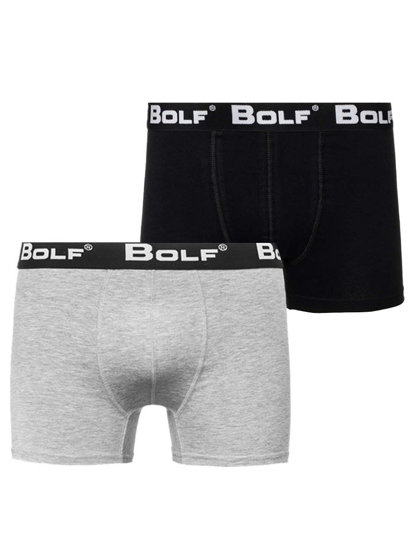 Herr Boxershorts Grå-Svart Bolf 0953-2P 2 PACK