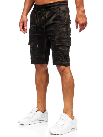 Herr Camo Cargo-shorts Mörkgrön Bolf A-296