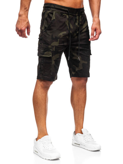 Herr Camo Cargo-shorts Mörkgrön Bolf A-296