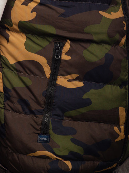 Herr Camo Quiltad Väst med huva Kaki Bolf 6876